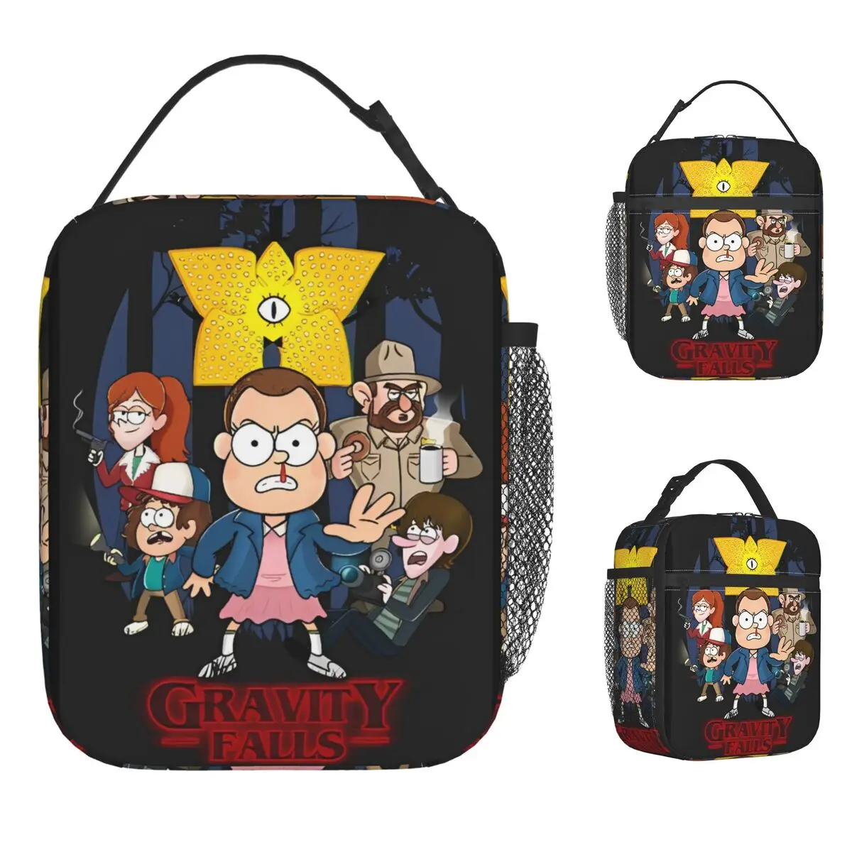 

Stranger Gravity Falls Insulated Lunch Bags Portable Lunch Container Thermal Bag Lunch Box Tote College Picnic Food Storage Bags