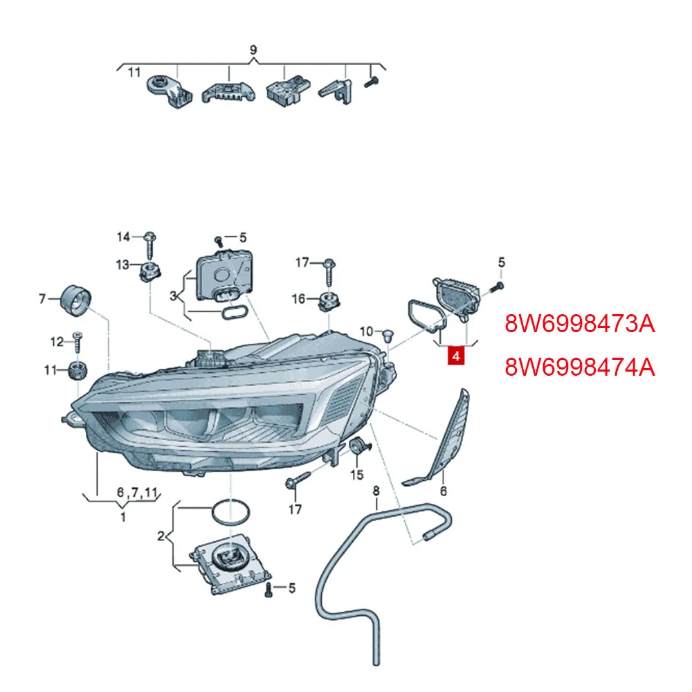 For 17-21 Audi A5 S5 Daytime Running Light Steering Headlights LED DRL Module OE# Left 8W6998473A Right 8W6998474A Car Accessory