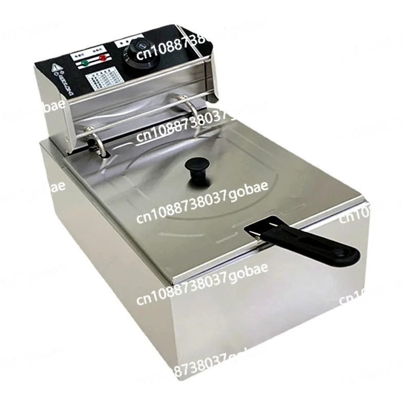 Image 6: Friteuse commerciale de grande capacité, friteuse électrique de stand de collation à température contrôlée à double cylindre en acier inoxydable
