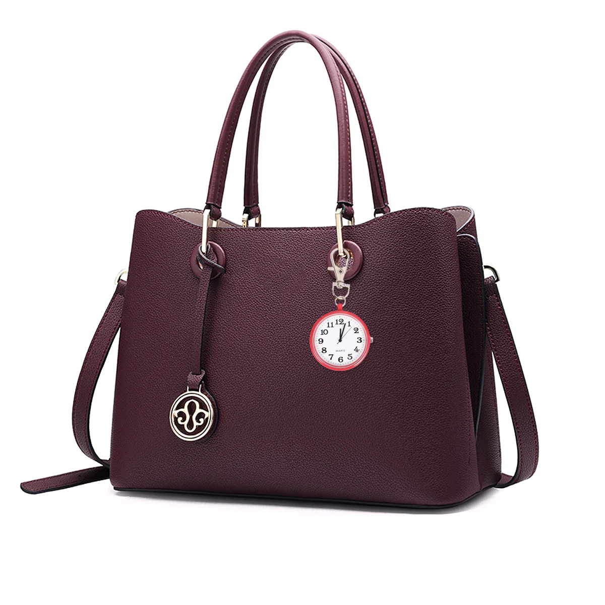 Retro Red Hanging Pocket Watch Vintage Pendant Chain Necklace Chic Fashion Accessory Gift Necklace Pocket Watch