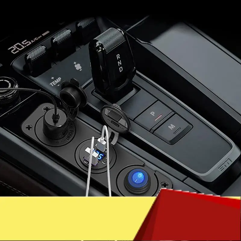 

PD3.0 & QC3.0 USB Car Charger/Cigarette Lighter Panel 12V/24V 200W Lighter Socket With Switch For Car, Boat, RV, Truck-M53K