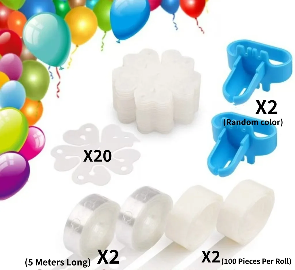 Heißverkauftes Ballonzubehörset, einschließlich Ballonknoter, Nelkenkupplungsklemme, Ballonkette und Kleber