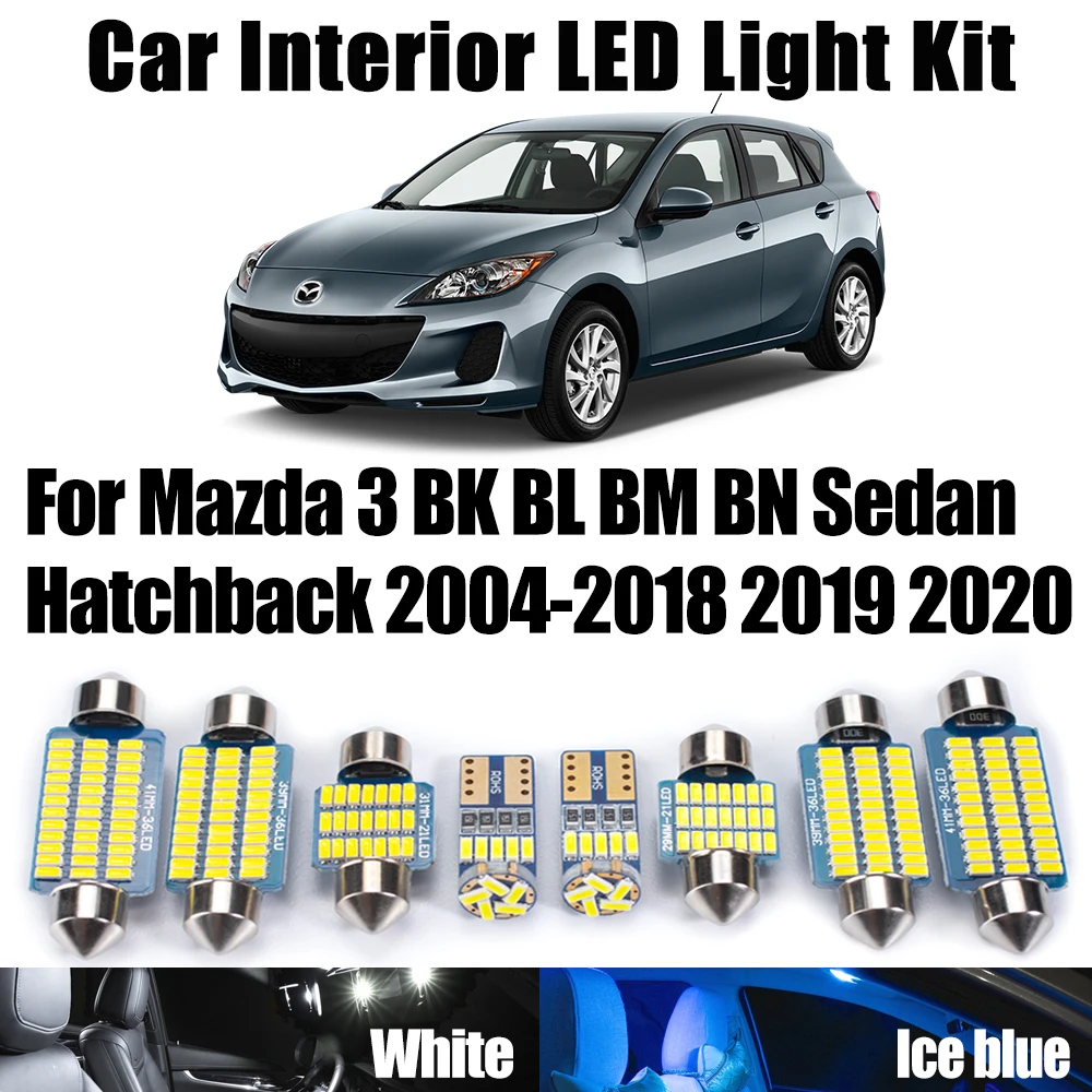 Canbus Reading For Mazda 3 BK BL BM BN Sedan Hatchback 2004-2018 2019 2020 LED Interior Dome Map Trunk Light Car Signal Lamp Kit