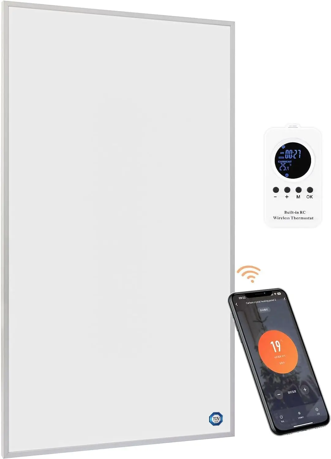 

Инфракрасный обогреватель для помещений 600 Вт, настенный, с 7-дневным программированием, управление через приложение/пульт, бесшумный