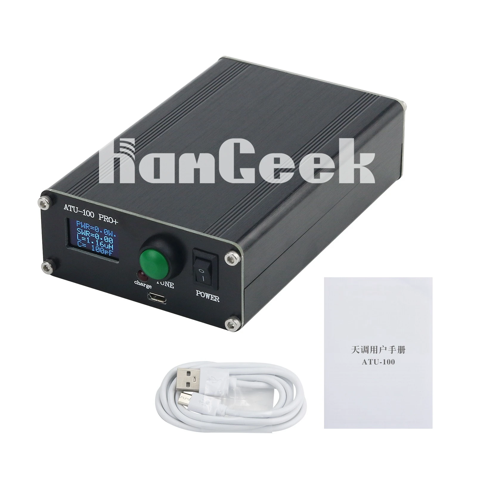 Hamgeek Automatic Antenna Tuner 100W 1.8-50MHz w/ 0.96-Inch OLED Display ATU100 Assembled with Shell