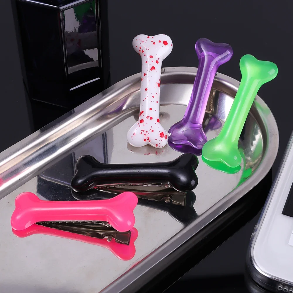 1-5 pçs osso grampos de cabelo moda estilo escuro feminino gril headwear presilhas vívido osso do cão grampos de cabelo lado pino de cabelo acessórios para o cabelo