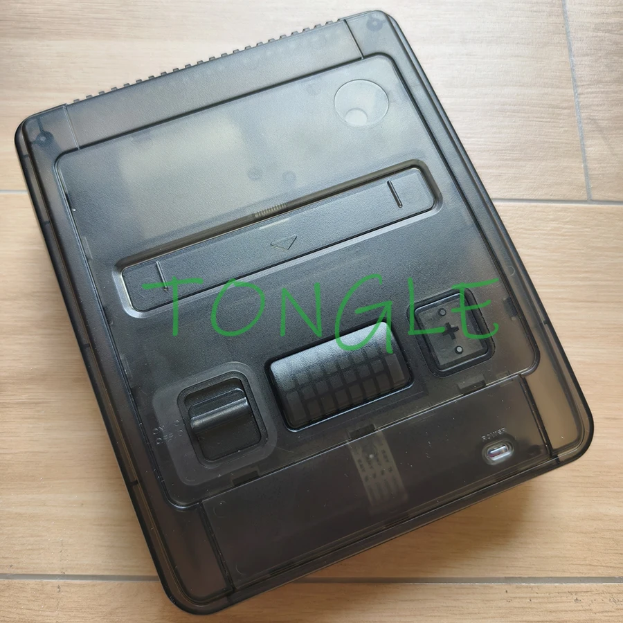 

DIY Super Retro Hardware Черная прозрачная игровая консоль, для игрового картриджа SFC SNES, поддержка 8-дюймового портативного складного монитора с ЖК-дисплеем 4:3