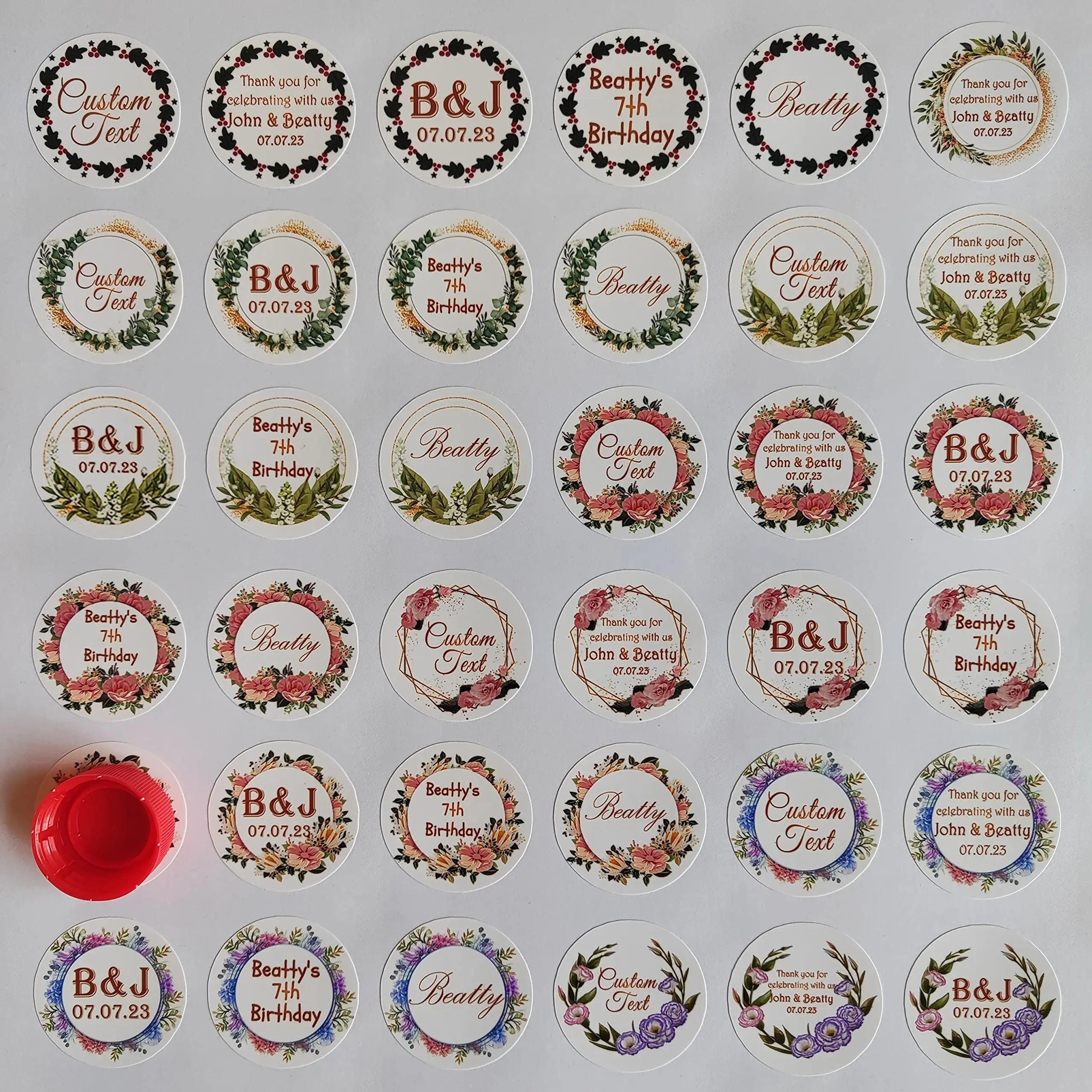 Personalized Round Circle Label Stickers,Waterproof1.5 inch Custom Name Date Thank You Stickers for Bridal Shower Party Favors