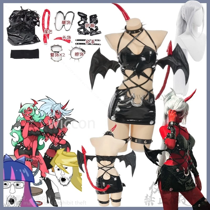 

Anime PANTY & STOCKING With GARTERBELT Cosplay Kneesocks Costume Sexy PU Tight Nightclub Queen Patent Leather Demon Halloween