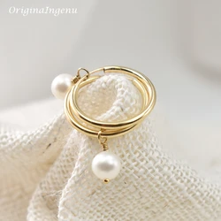 Hoop Earrings Handmade Natural Pearls Earrings Gold Filled Jewelry Circle Earrings Boho Brincos Pendientes Oorbellen
