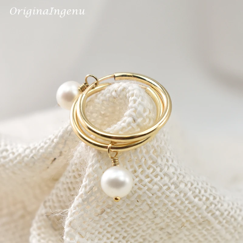 Kolczyki koła Ręcznie robione naturalne perły Kolczyki Biżuteria wypełniona złotem Kolczyki koła Boho Brincos Pendientes Oorbellen