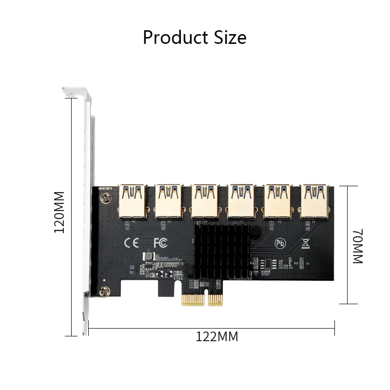 Riser PCIE adattatore per scheda Riser moltiplicatore PCI Express da 1 a 6 Slot usb 3.0 PCIE X1 a X16 Extender 010X Riser per estrazione di schede Video