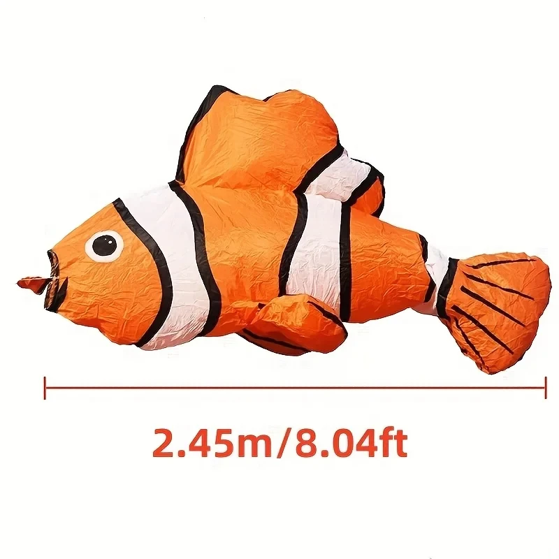 

Надувной воздушный змей Nimo Clownfish 3D, 2,45 м, 7 цветов, для улицы, из водонепроницаемой и износостойкой ткани, в форме зонта