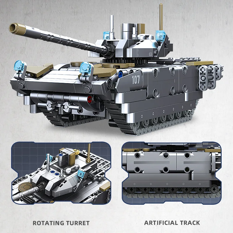 Véhicule militaire russe moderne Armata T-14 Armata, modèle de char de combat principal, bloc de construction, figurines de l'armée de la seconde guerre mondiale, jouets à assembler en brique