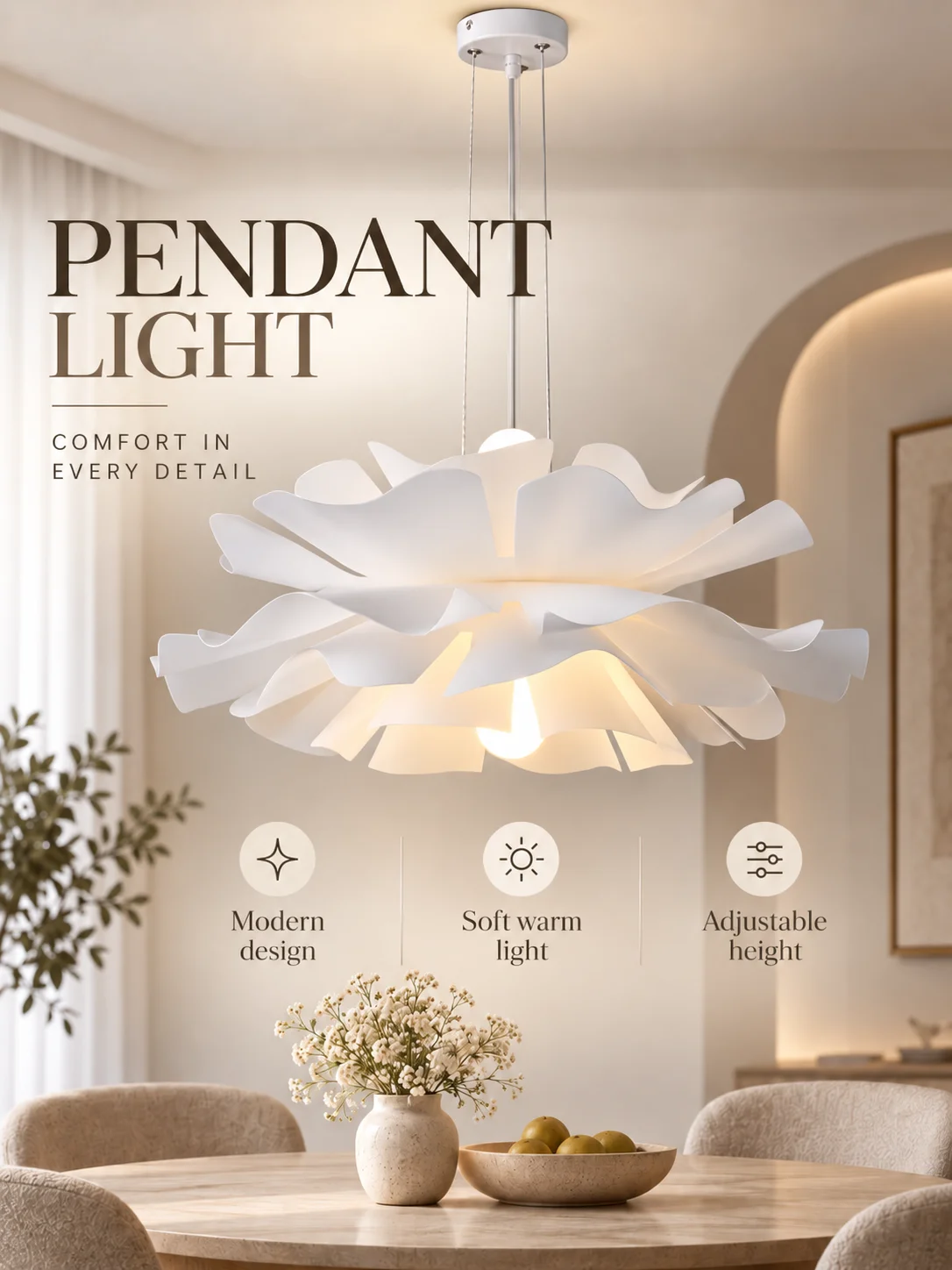 LED Multi-layer Acrylic Flower Pendant Lamp Modern Chandelier for Bedroom Dining Room Study Creative Home Decor