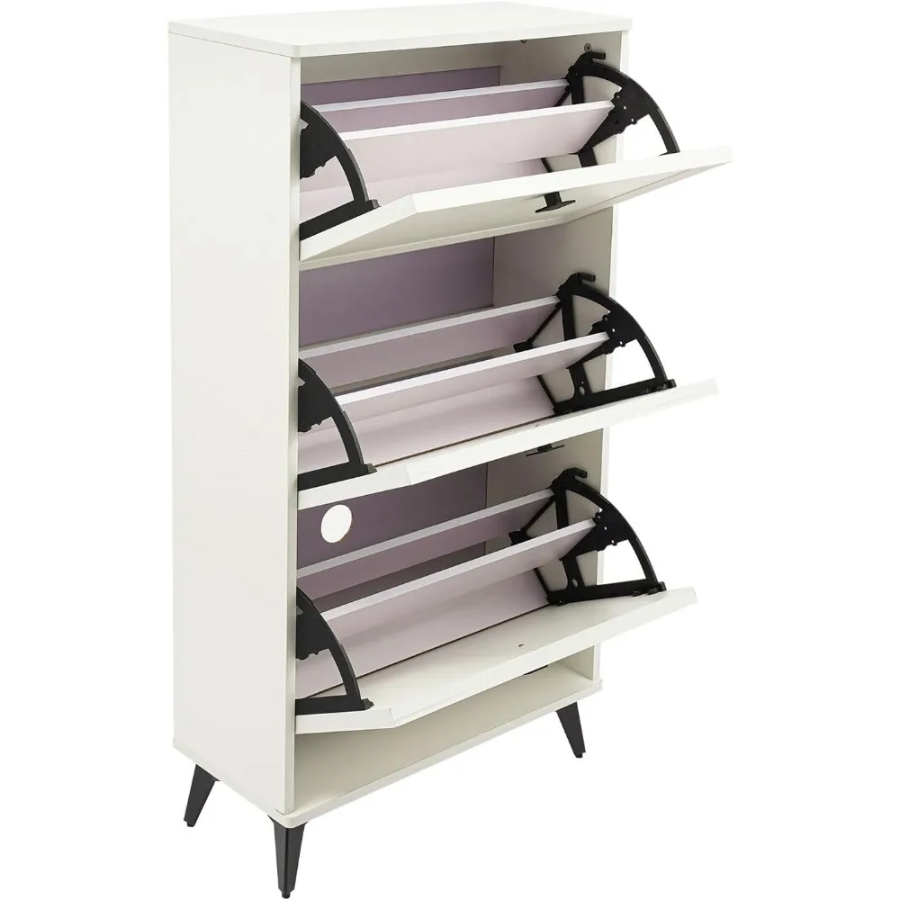 خزانة تخزين الأحذية ذات الباب القابل للطي من ثلاث طبقات للمدخل، تصميم نحيف لغرف الملابس والممرات وغرف المعيشة