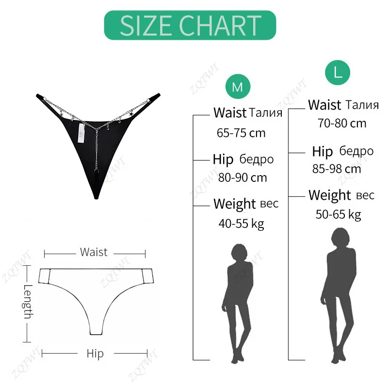 Hot Sexy Women Panties Cotton Metal Chain G String Girls Briefs Letter Thong Erotic Underwear Low Waist Female Intimates