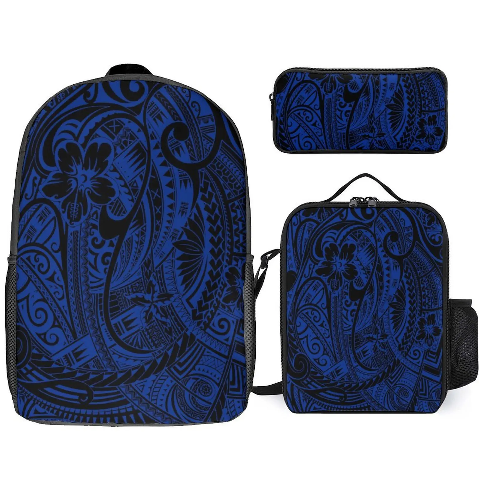 

Recycled Fabric Custom Backpack Roomy Pen Case Lunch Box Ergonomic Straps School Pack Polynesian Signature