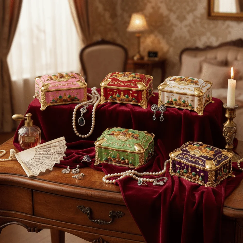 Mini Portable Jewelry Storage Box Enamel Alloy Retro Creative Ring Storage Jar European-style Colorful Princess Decorative Box