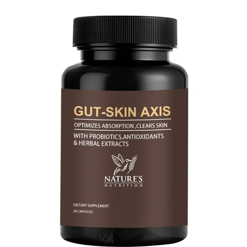 BushAid Gut-Skin Axis Support Capsules with Probiotic Blend, Vitamin C and Zinc, Immune Function, Digestive Comfort, 60 Capsules
