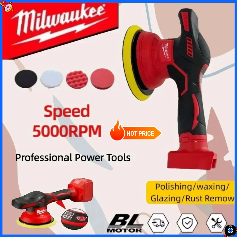 

Milwaukee 8 Gears Cordless Car Polisher Electric Polisher Automobile Car Polishing Sealing Glaze Machine For 20V 18V Battery