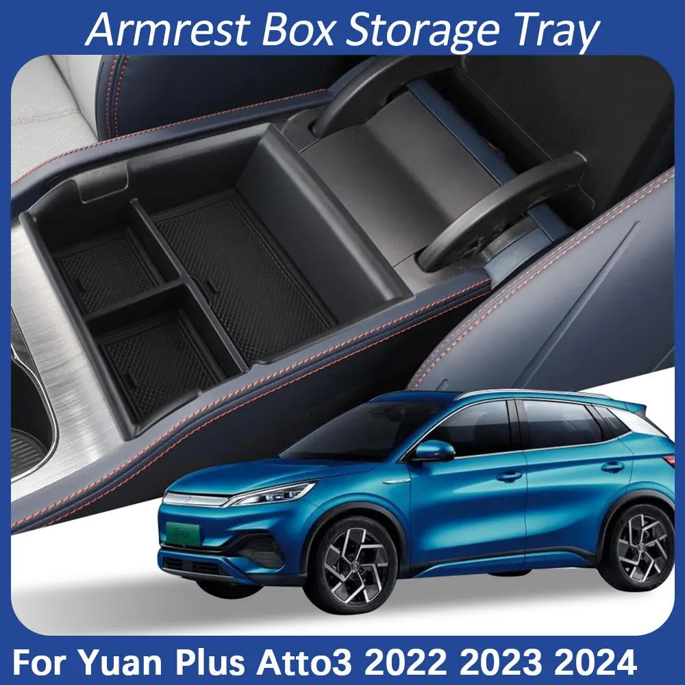 Car Armrest Box Storage Tray for BYD Atto3 Atto 3 Yuan Plus 2022 2023 Organizer Center Console Holder Case Tray Accessories