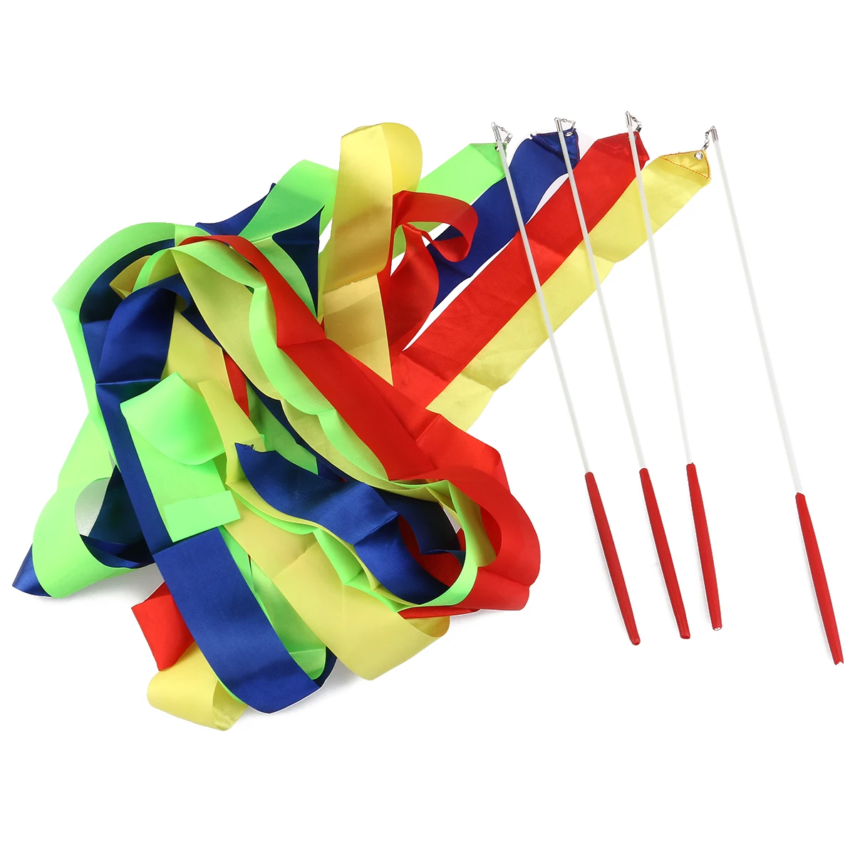 

4pcs Gymnastics Ribbon 4m Long 4 8cm Wide Smooth Brocade Ribbons Wooden Handle 28x0 8cm Dance Baton Twirling Training Equipment