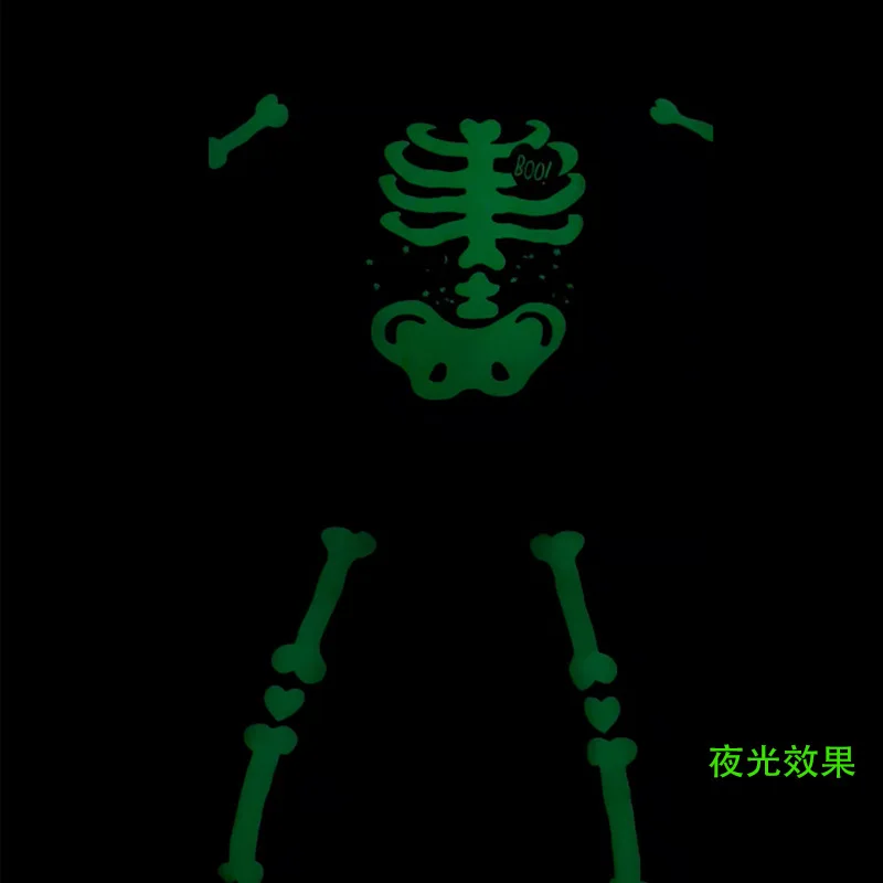 مضيئة هالوين بنات بنين شبح العروس موضوع فستان الحفلات زي الأولاد مطبوعة الهيكل العظمي كم طويل السراويل منامة كرنفال #4