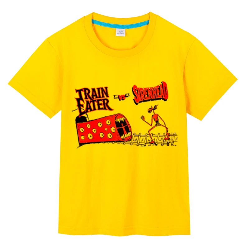 Train Eater vs Sirenhead Monster Battle Children tshirt Cotton Short Sleeve Boys Girls T-Shirt Soft Cotton SCP fan T-shirt gift