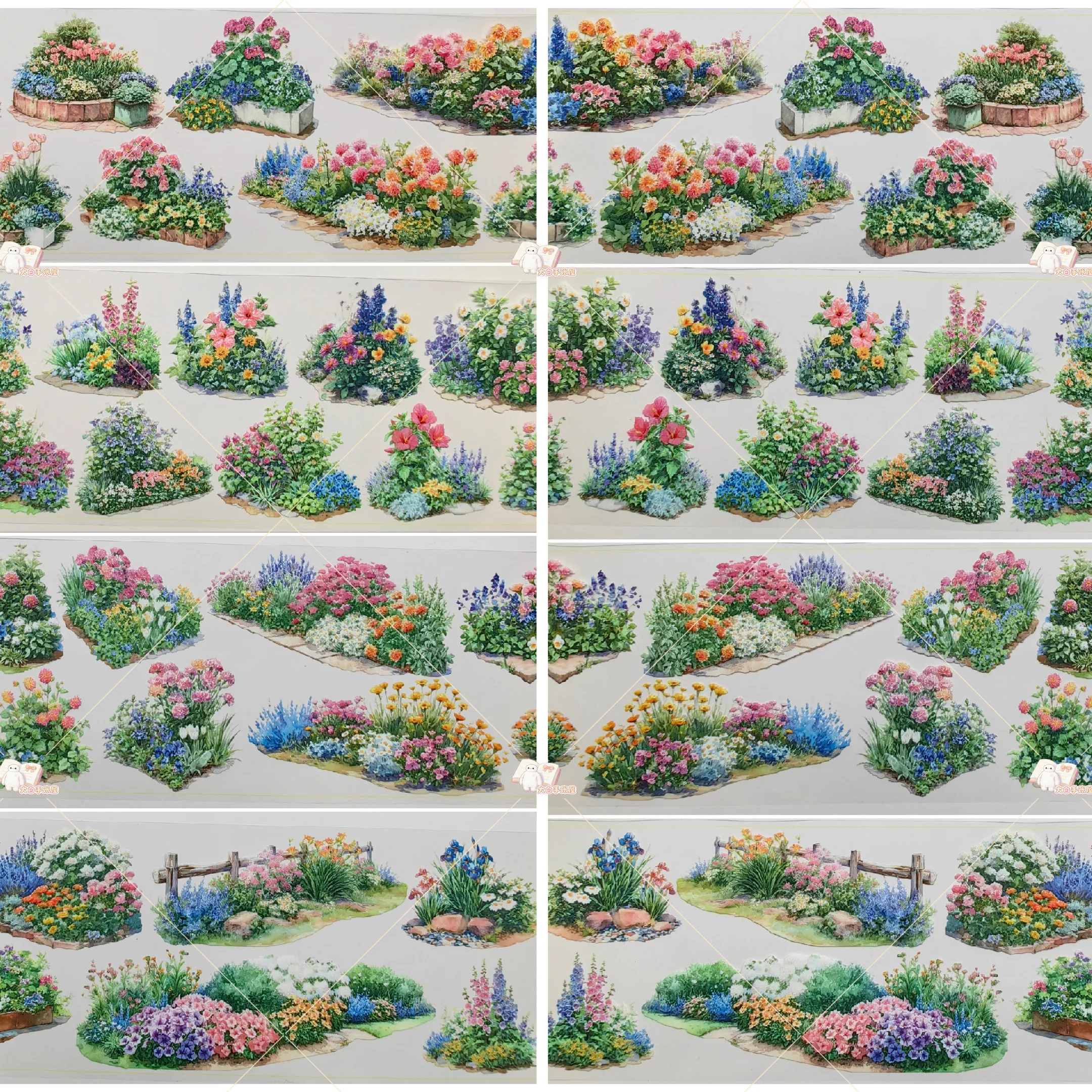ZhaiMaoJu Limited Journal Washi PET Tape Sample Mixed Modern Ancient Style Flower Branch Landscape Masking Tape For Journal