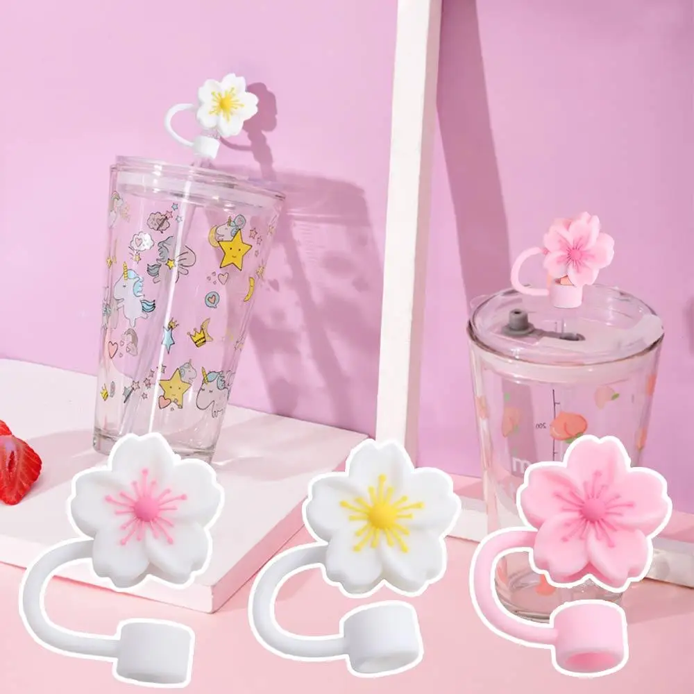 

Straw Cap 8/10mm Cherry Blossoms Straw Cover Silicone Dust-Proof Begonia Flower Straw Topper Reusable Straw Tips Cup 30&40Oz