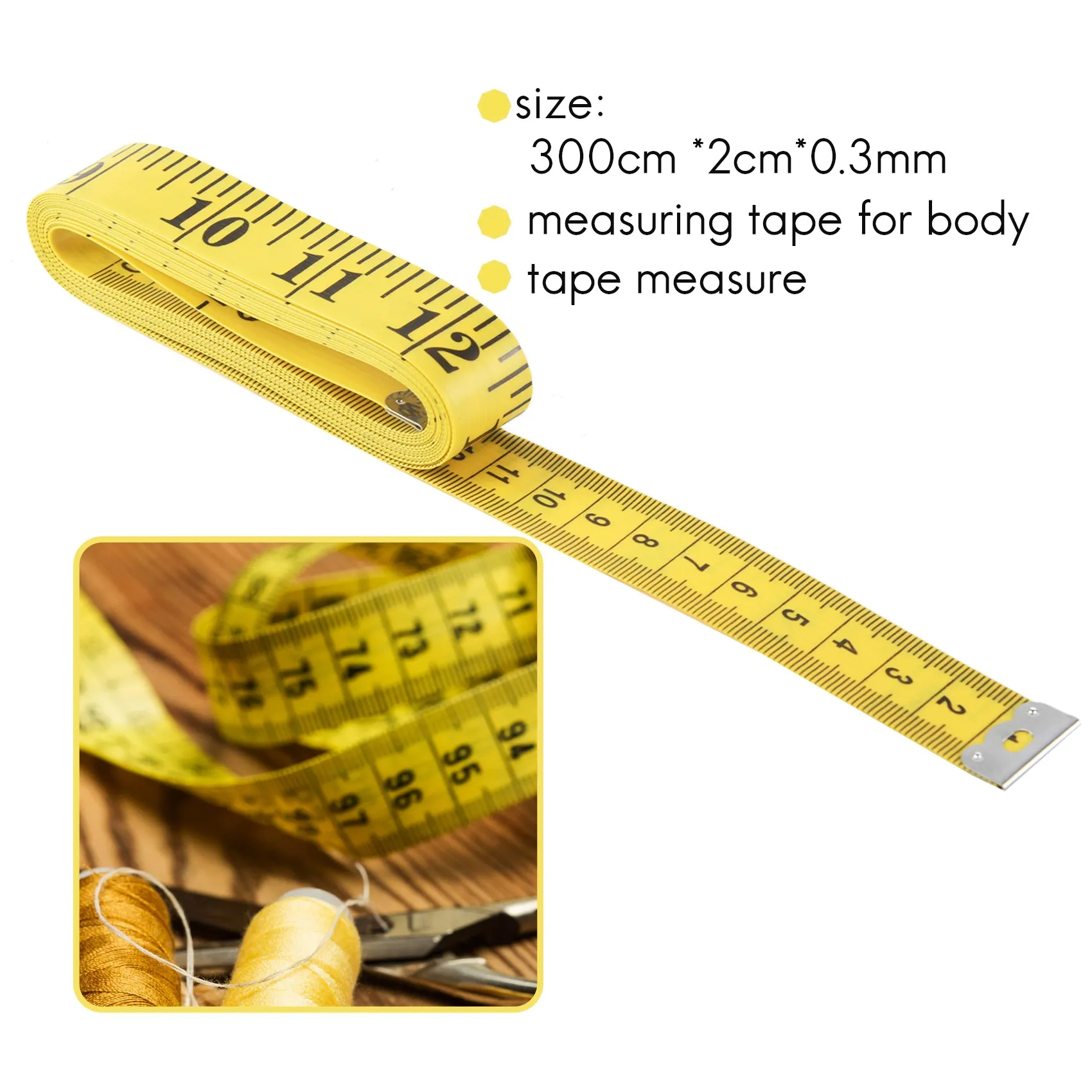 A56XQ Soft 3 Meter 300CM Sewing Tailor Tape Body Measuring Measure Ruler Dressmaking