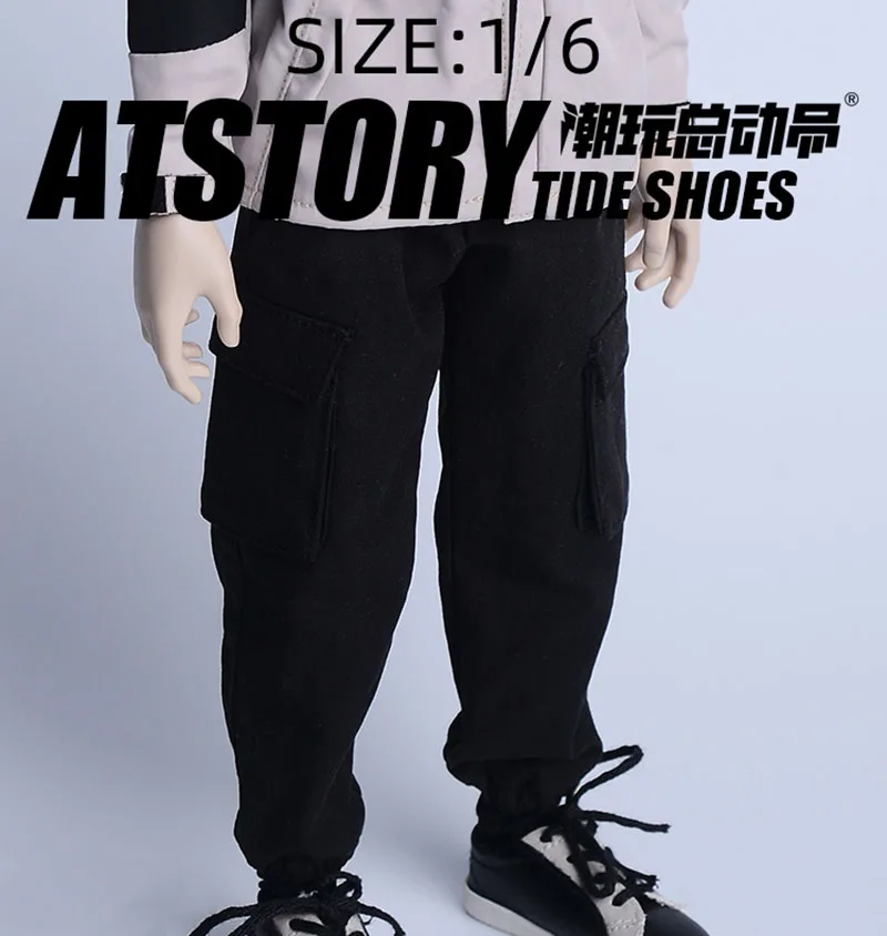 1/6 Scale Male Fashion Hip Hop Cargo Pants Casual Loose Multi Pocket Trousers Trendy Sport Skate Shoes for 12