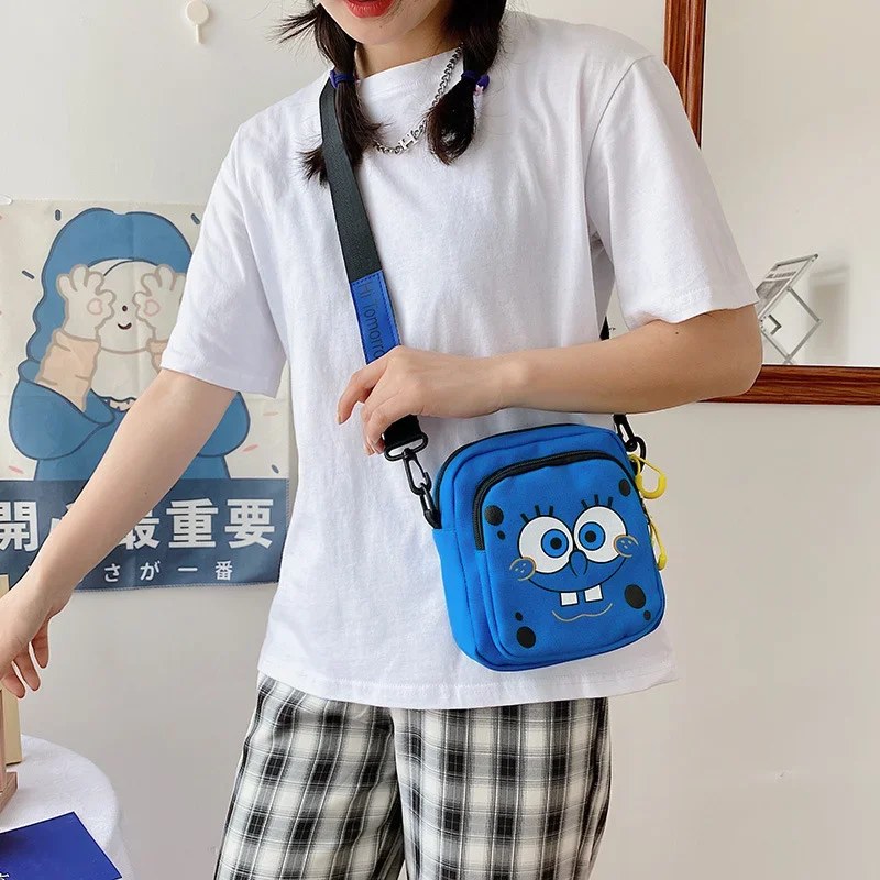 SpongeBob Shoulder Bag Anime Cute Boys Girls Small Messenger Shopper Cartoon Coin Fashion Students Travel Crossbody Makeup Bag