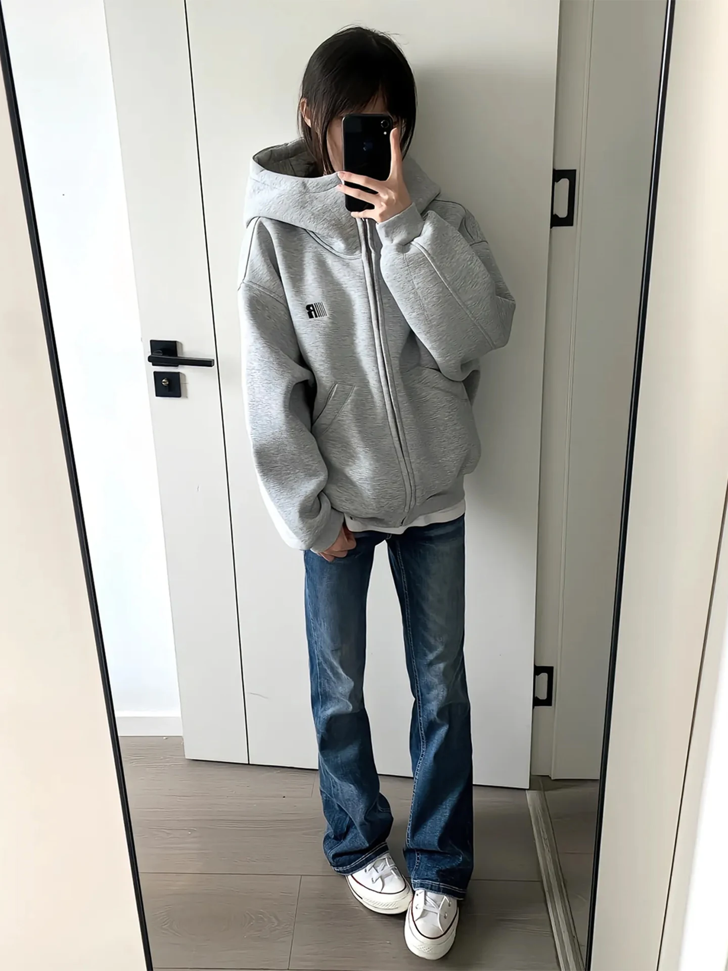 

Синие джинсы унисекс слим-фит с прямым кроем и легким клешем, осенняя мода, американский стиль, средняя посадка, из стираной ткани