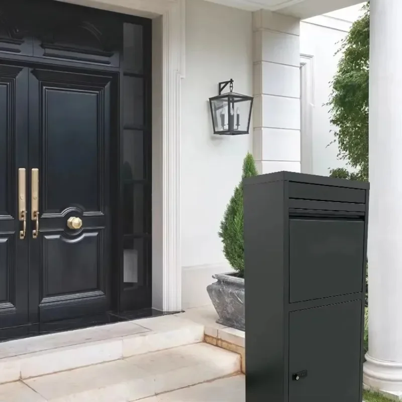 Package Delivery Box Outside Galvanized Steel Large Dual Compartment Extra Mailbox for Parcel Delivery