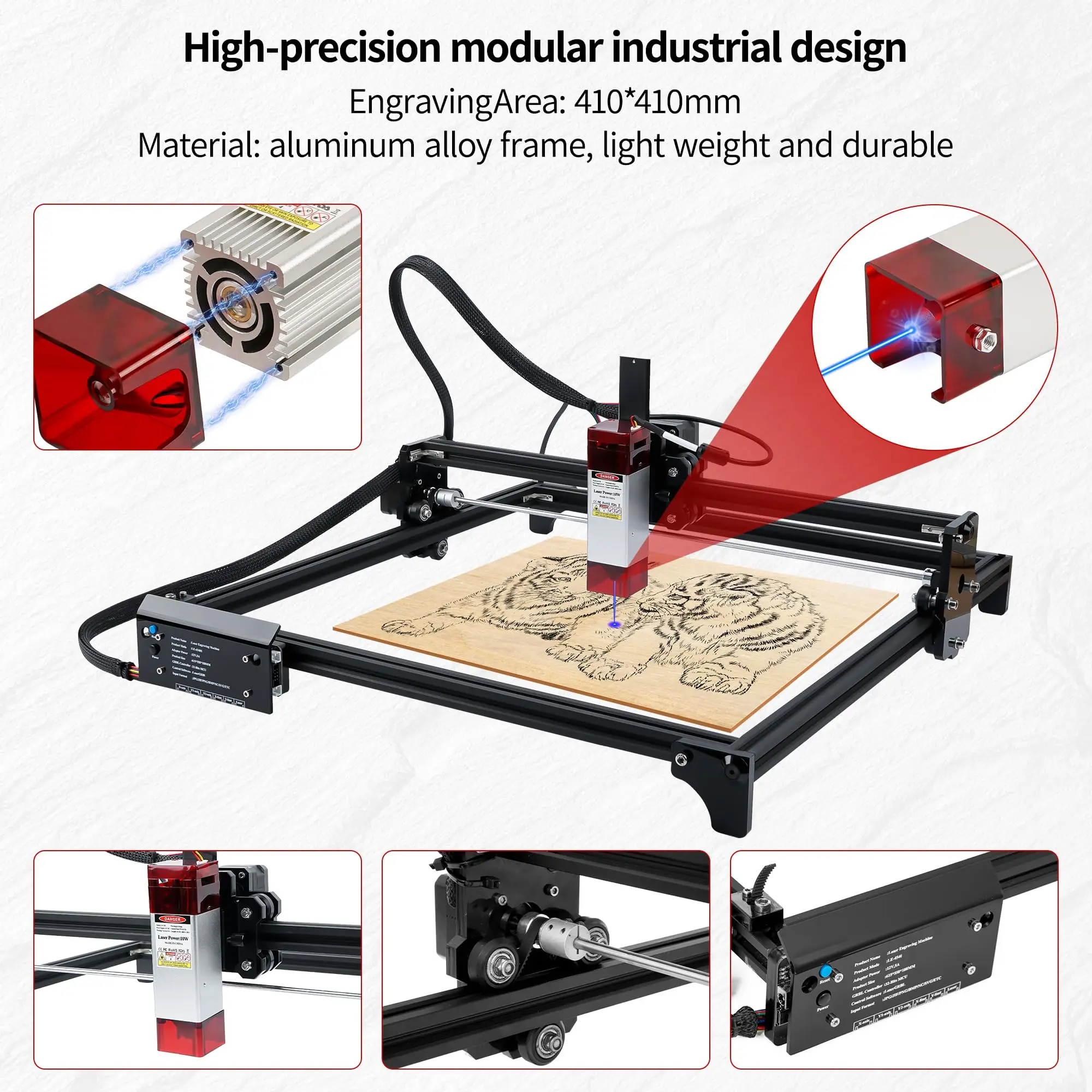 DIY Laser Engraver 10W Cutting Machine Air Assist 10w Nozzle Laser Printer CNC Router Laser Engraving