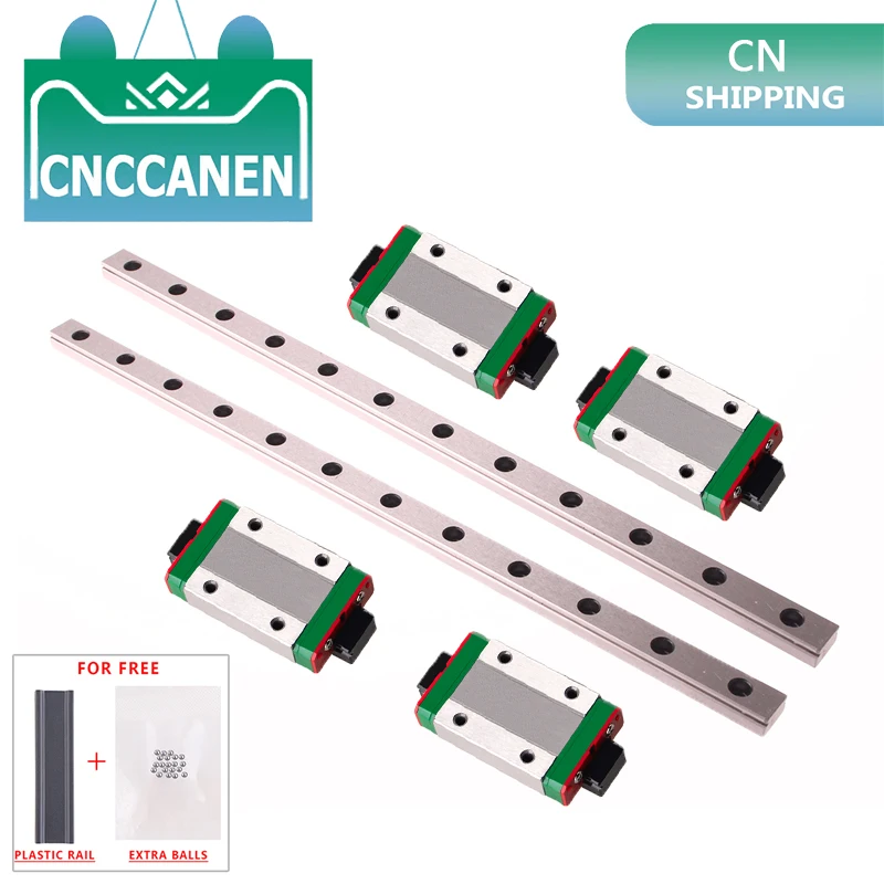 MGN MGN12 Miniature Linear Guide 2PCS MGN12 Linear Rail Guide with 4PCS MGN12H MGN12C Carriage Block Bearing for CNC 3D Printer