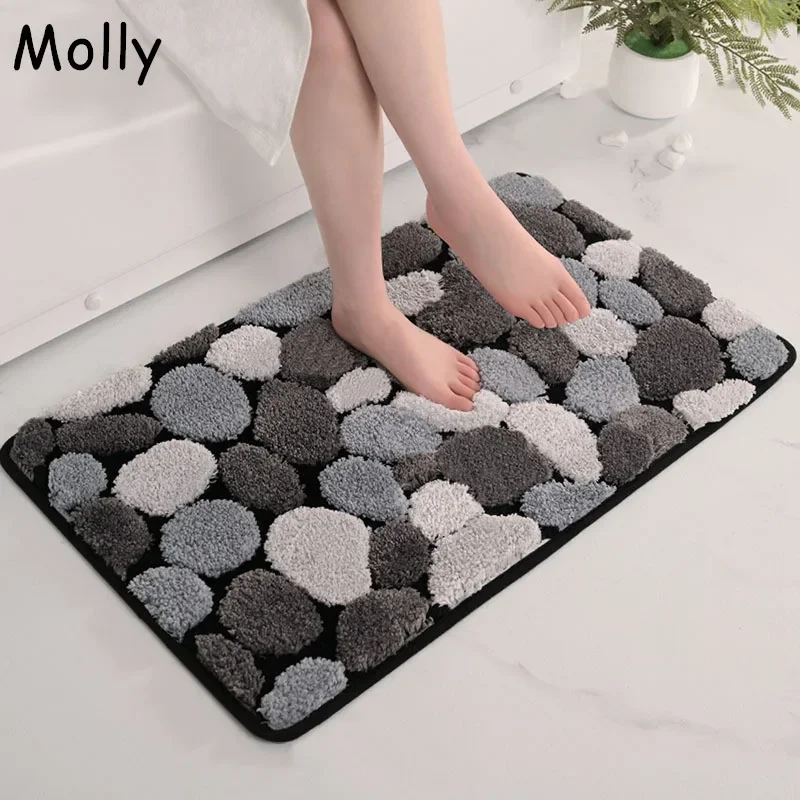 

Flocking Cobblestone Fluffy Bath Mat Ultra-Soft Absorbent Non-Slip Rugs for Bathroom Shower Room Bathtub Tufted Entrance Doormat