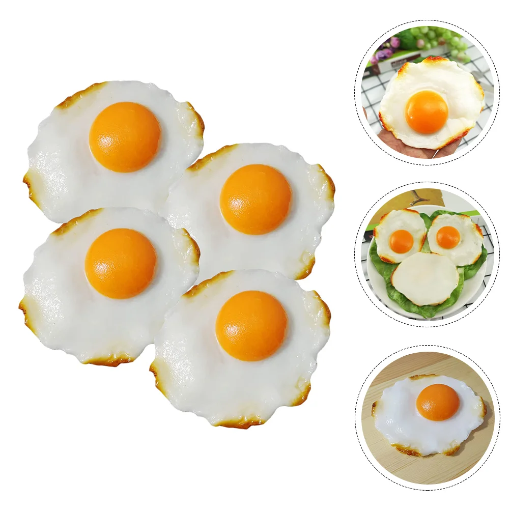 

4 Pcs Frying Pan with Lid Desktop Fried Model Interesting Children Toy Cake Small Fake Eggs Simulated Toddler