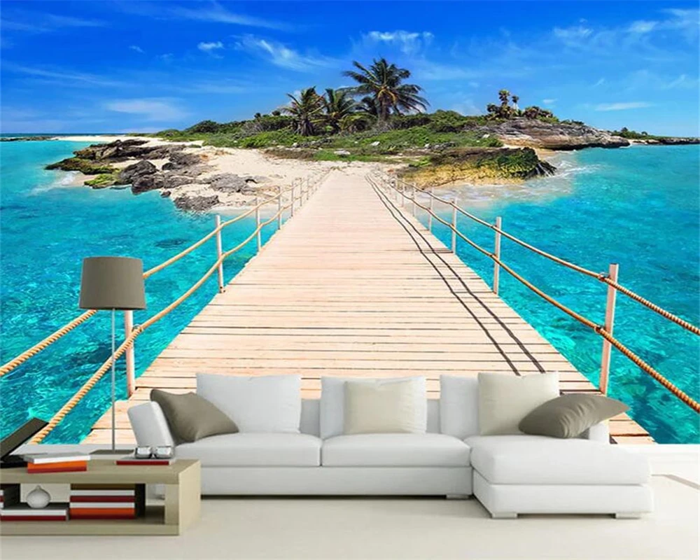 beibehang papel de parede Customized modern decorative painting with beautiful new seaside wallpaper made of various materials