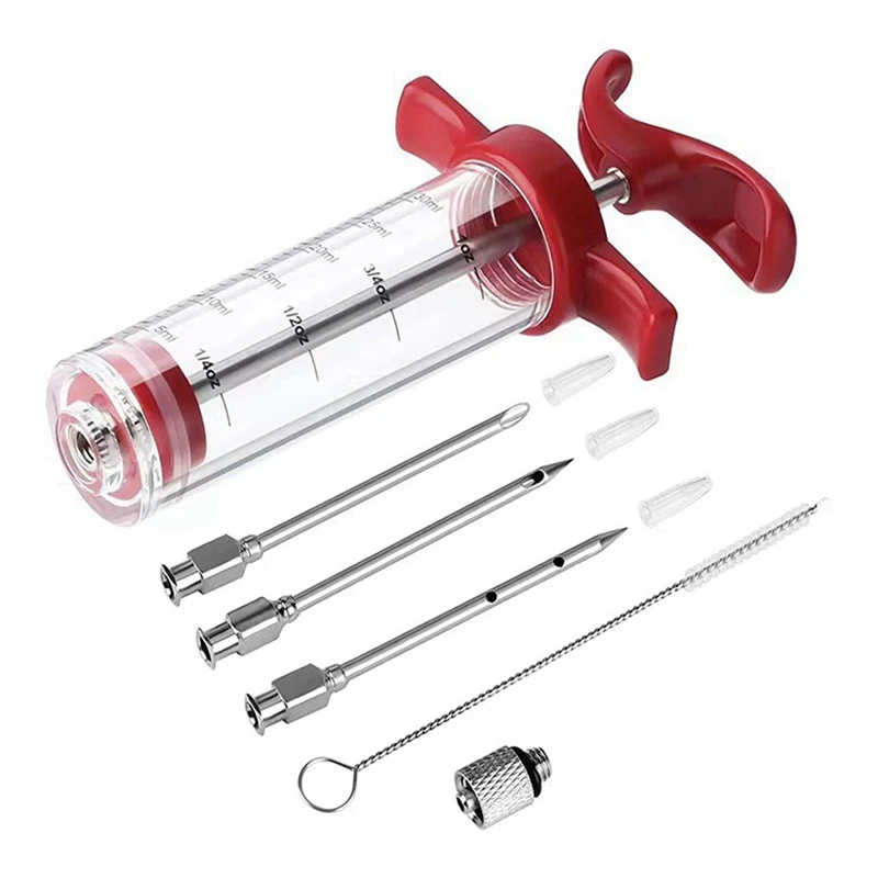 Plastic Meat Injector Kit, Turkey Marinade Injector With Capacity, BBQ And Grill Syringe For Enhanced Flavor