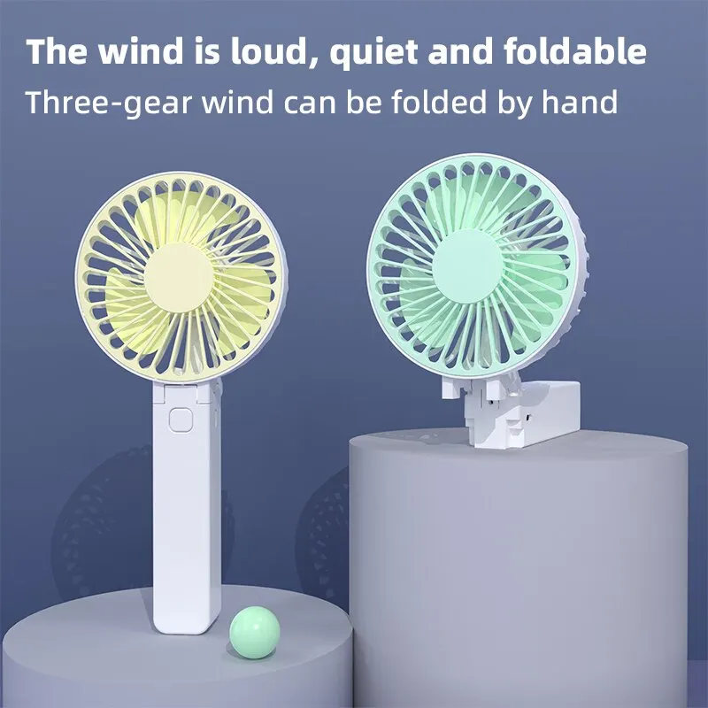 Summer Handheld Small Fan Convenient Foldable USB Rechargeable Desktop Outdoor Strong Wind Multi Range Adjustable Small Fan