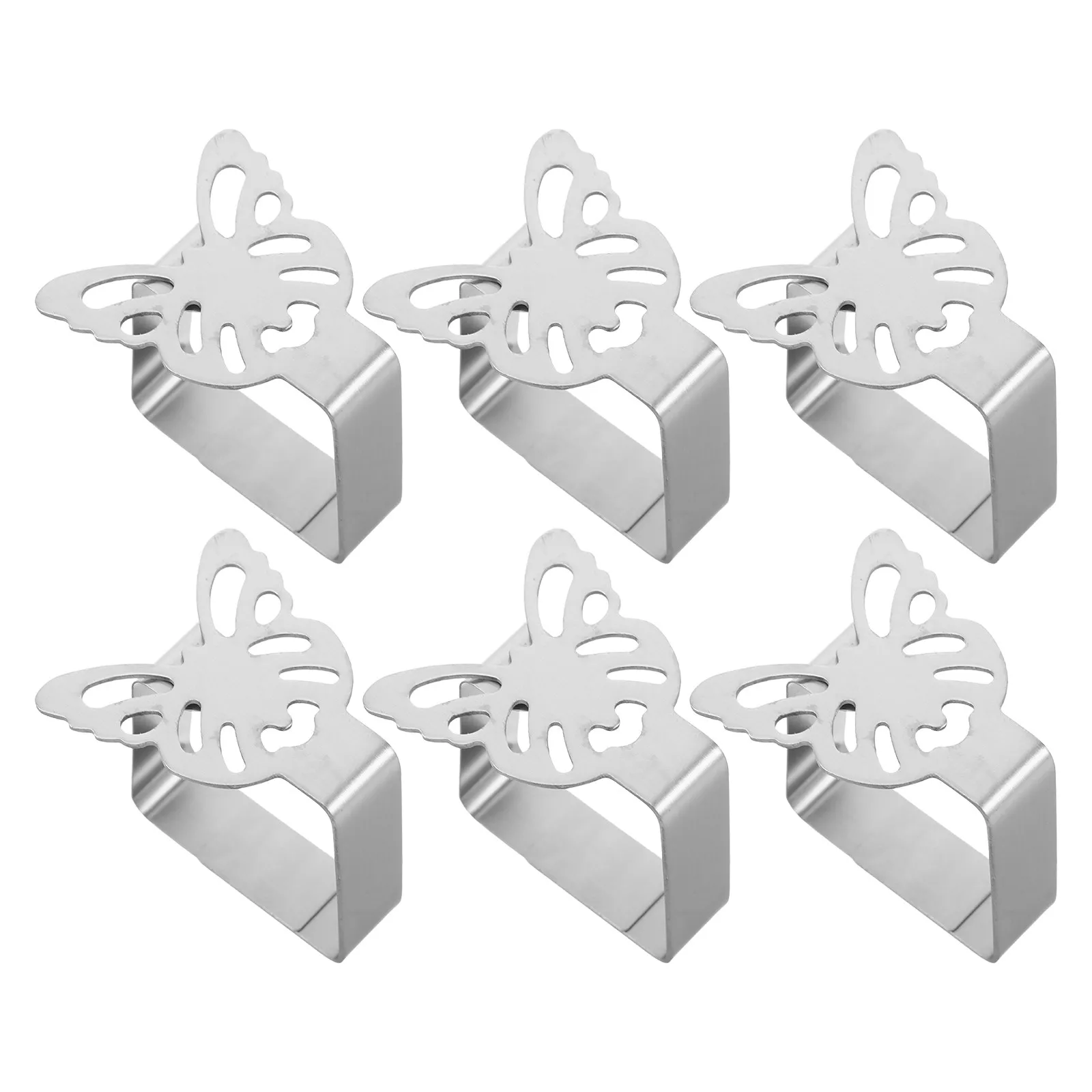 6Pcs Stainless Steel Butterfly Tablecloth Clips Windproof Holders for Outdoor Picnic Party Wedding Dining Tables Card Napkin
