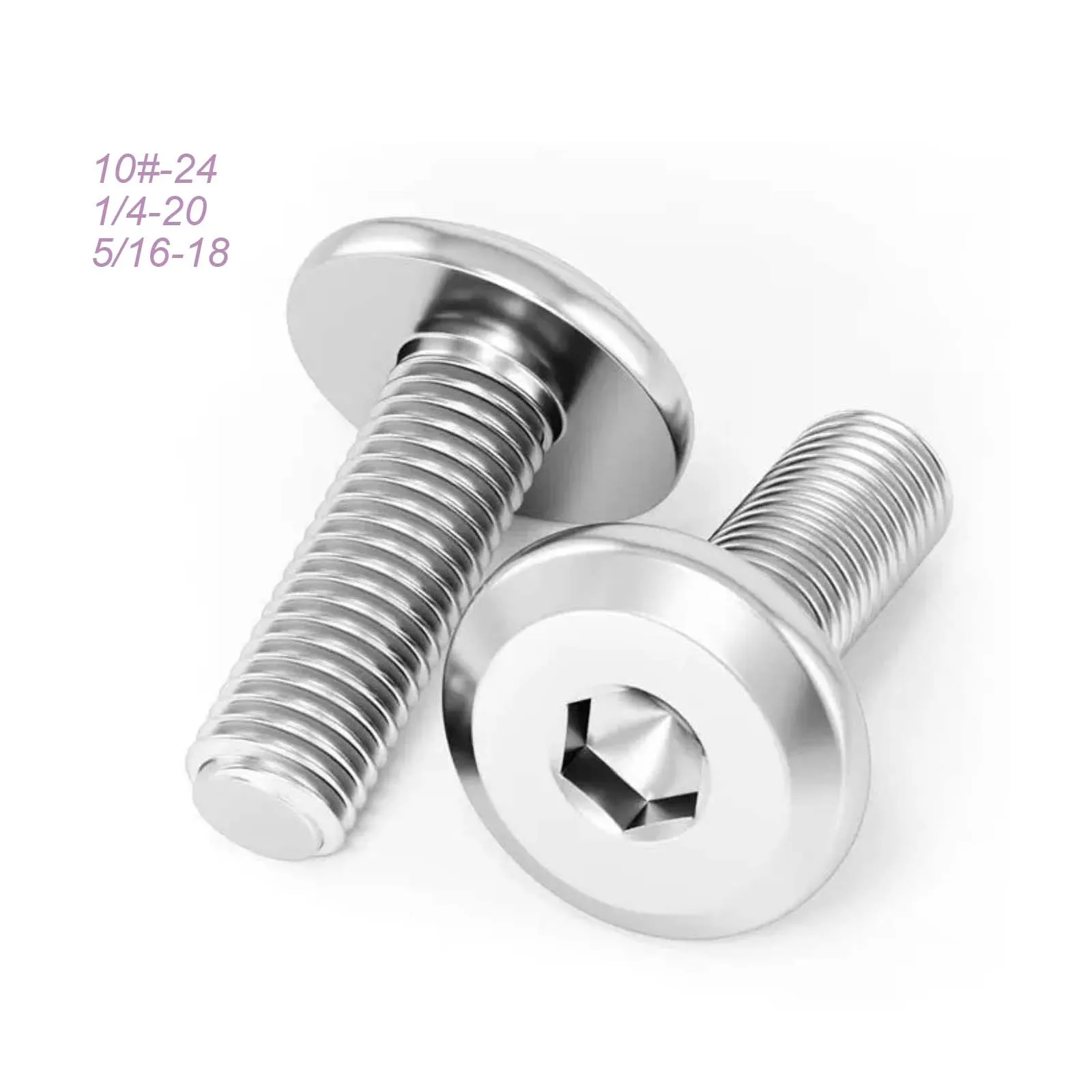 1/10pcs 10#-24 1/4-20 5/16-18 UNC 304 Stainless Steel US Hex Socket Flat Chamfer Furniture Lock Screw Imperial Clamp Screw