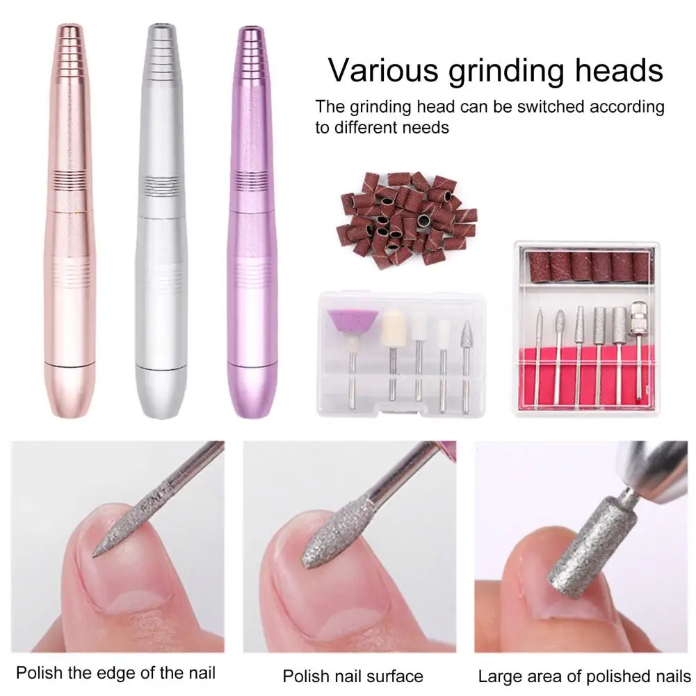 Helpful Nail Drill Ergonomic Low-Heat Compact Manicure Pedicure Nail File Drill Kit  Nail Polisher Nail-Polishing