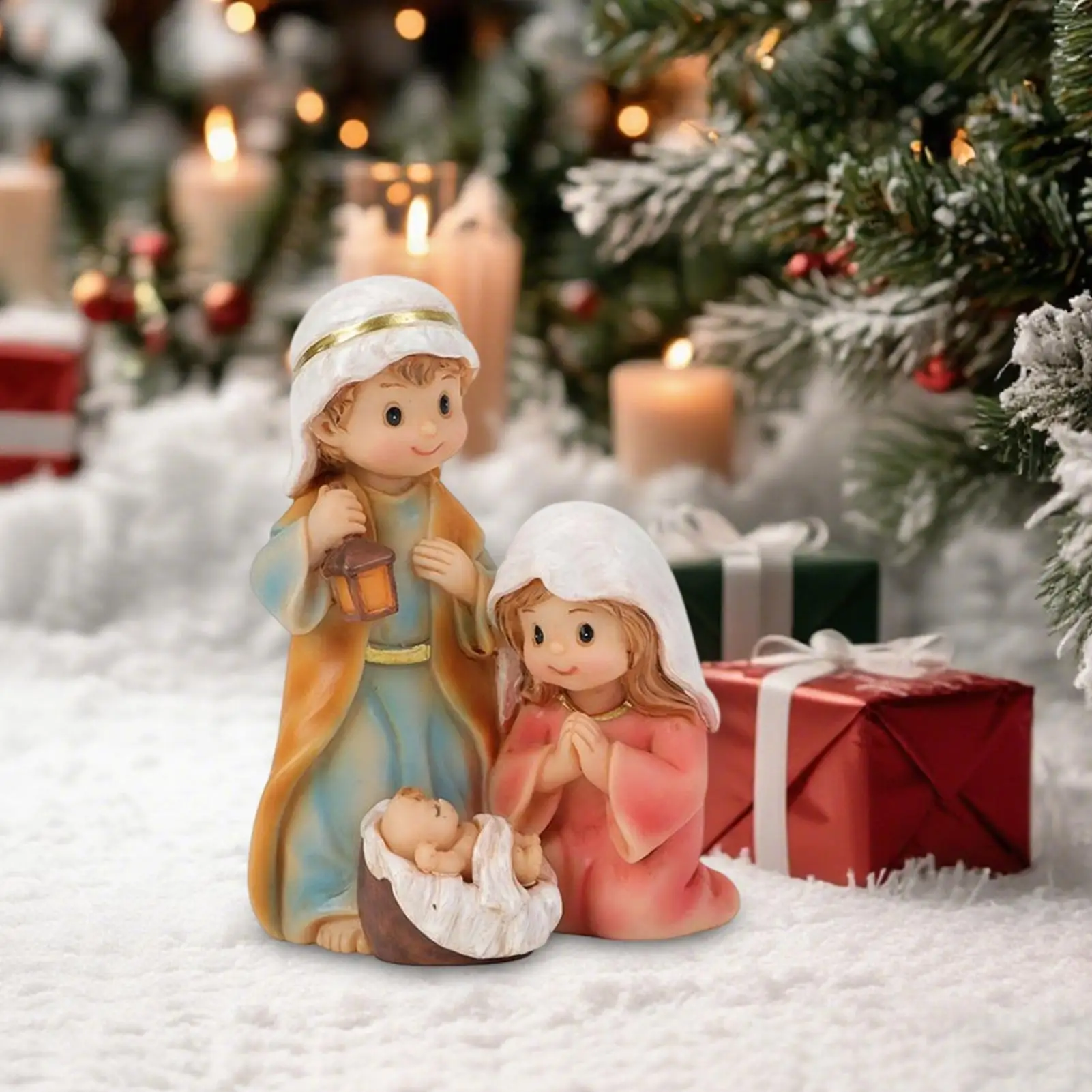 Nativity Statue Indoor Resin Christmas Birth Of Jesus Sculpture Desktop Birth Of Jesus Statue For Bookcase Window Sill Bookshelf