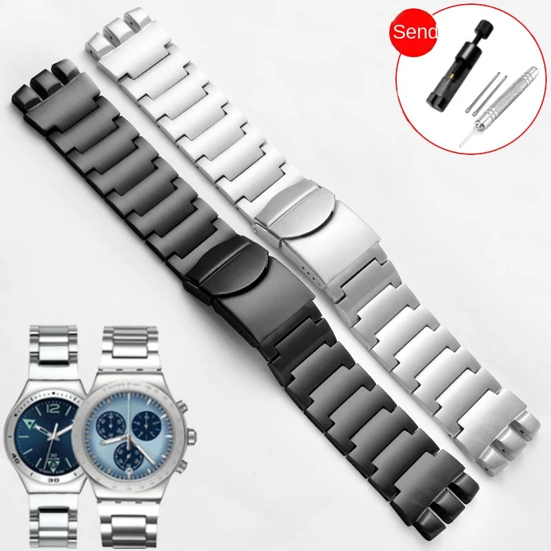 

Replacement Watch Strap Male And Female Swatch17/19/23mm Stainless Steel Watchband With Toothed Interface