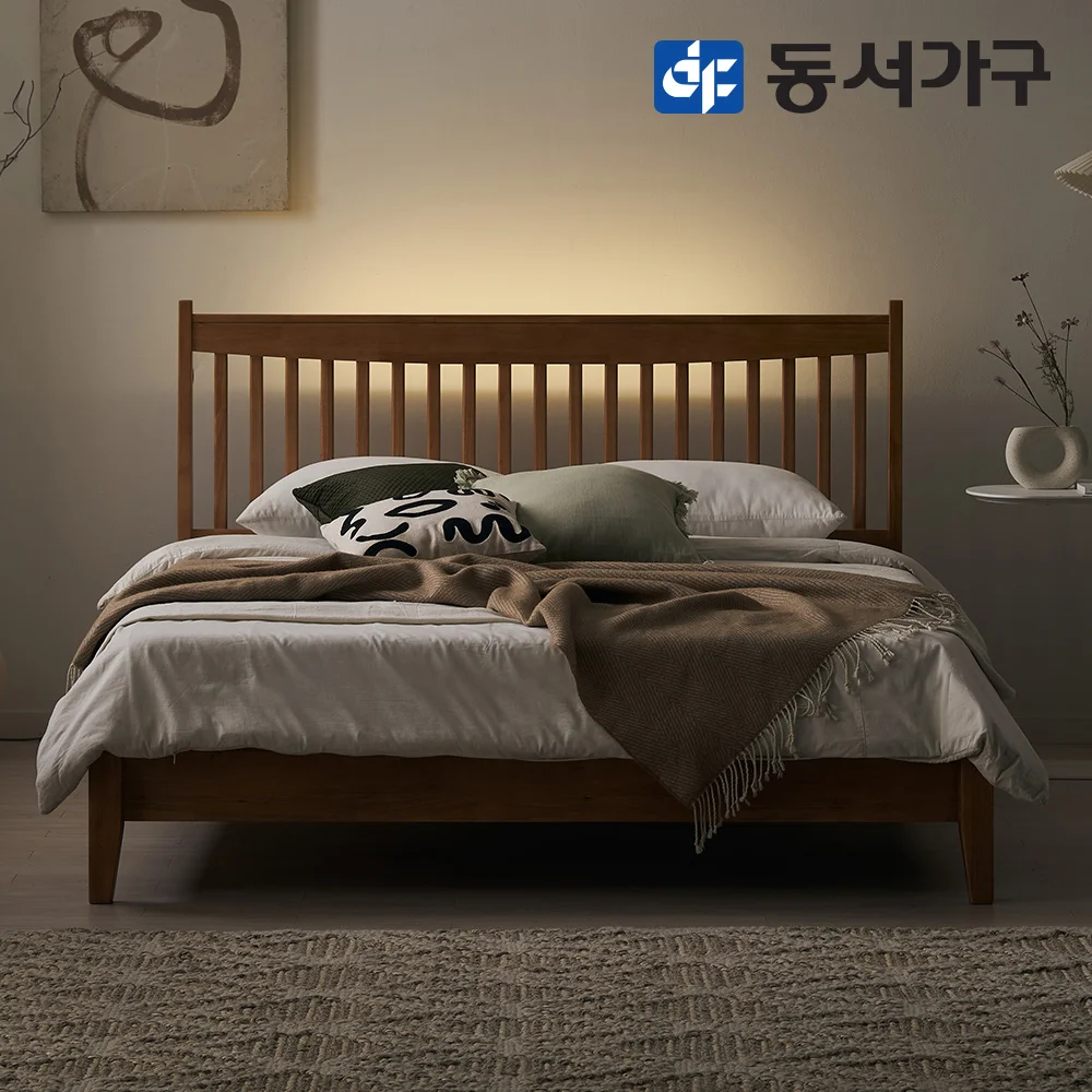 [Review Waterproof Cover] East-West furniture Fitzmore Tea LED wooden bed + 55T CL Tex independent mat Q PNV040