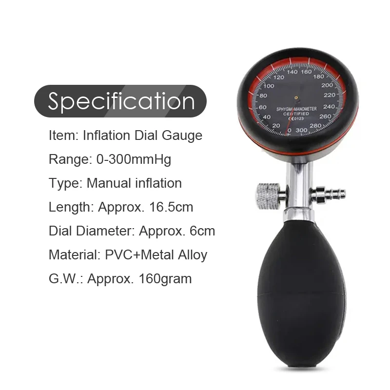 Manual Blood Pressure Gauge Pump Meter Inflation Bulb Accessory for Medical BP Cuff Arm Aneroid Sphygmomanometer Patient Monitor